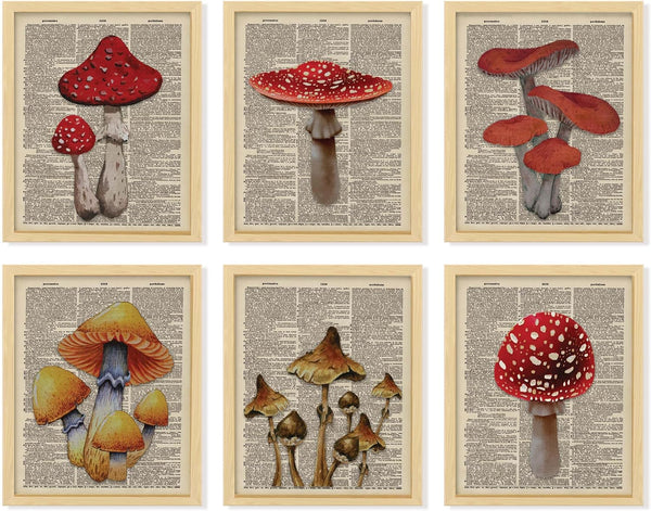 97 Decor Vintage Mushroom Poster - Mushroom Wall Decor, Retro Mushrooms Wall