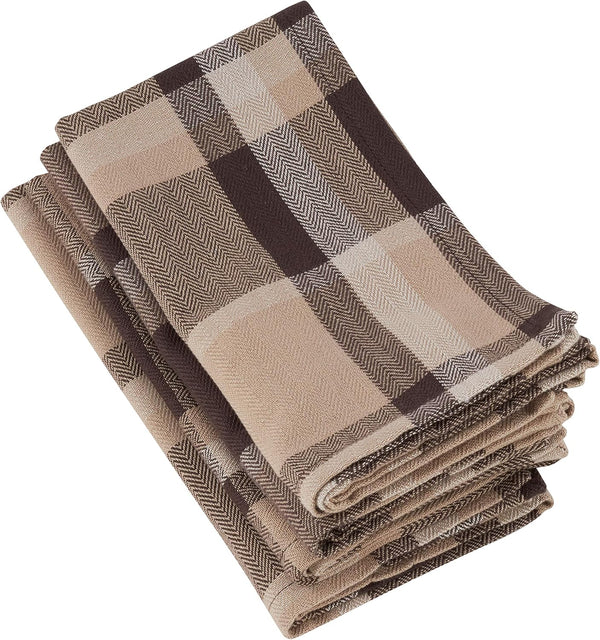 100% Cotton Plaid Design Table Napkins - Set of 4