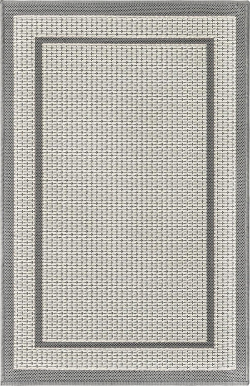 Unique Loom Outdoor Border Collection Area Rug, Border, 2' 2" x 3' 1", Gray/Silver