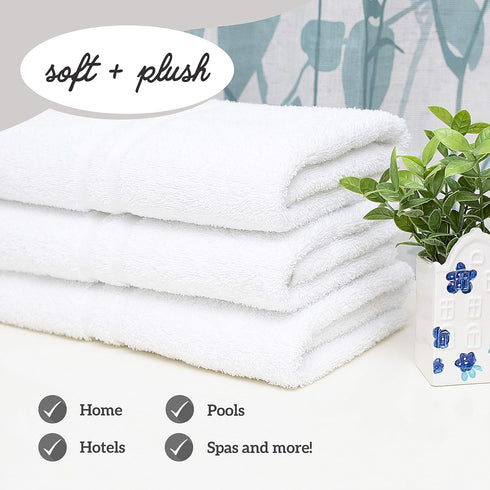 Pack 86% 14% 24 50 (8-Pack) GREEN LIFESTYLE Luxury Bath Towel - White Large Bath Towels for Spa, Gym, Bathroom, Hotel