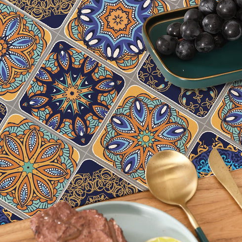 Winotic 90 Inches 13 90) Boho Bohemian Table Runner Long, Vintage Seasonal Blue Table Runners for Party Kitchen Dining
