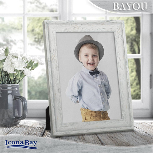 Icona Bay 5x7 Picture Frames, Cloudy White, 3 Pack, Cape Cod Style, Table Top or Wall Mount