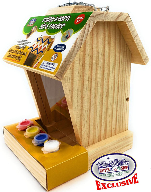 9" 4 1 Mtty's Toy Stop Paint Your Own Deluxe Large Wooden Bird Feeder (Includes Paints & Brush)