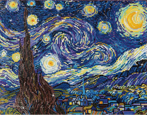 DIAMOND DOTZ Starry Night (Van Gogh) Diamond Painting Kits for Adults - Relaxing Creative Craft Kit with Dotz Gems