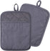 100% Cotton with Silicone Kitchen Pot Holder - Heat Resistant Coaster Potholder Oven Mitts Set of 2, Grey