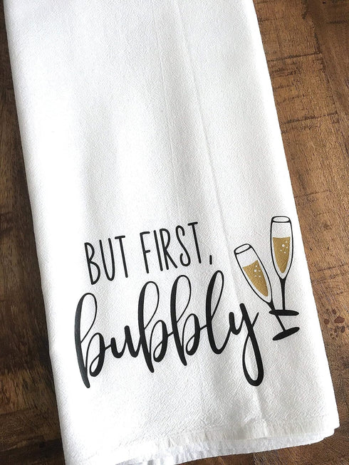 Handmade Funny Kitchen Towel, 100% Cotton Funny Hand Bar Towels for Champagne Celebrations, 28x28 Inch