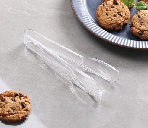 High Heat Plastic Straight Edge Utility Tong, 6", Clear, Set of 12, New Star Foodservice 35582