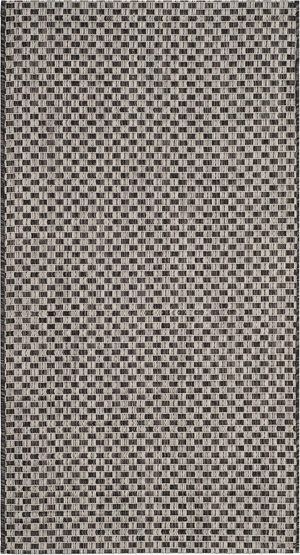 SAFAVIEH Courtyard Collection Accent Rug - 2' x 3'7", Black & Light Grey, Non-Shedding, Easy Care, Indoor/Outdoor,
