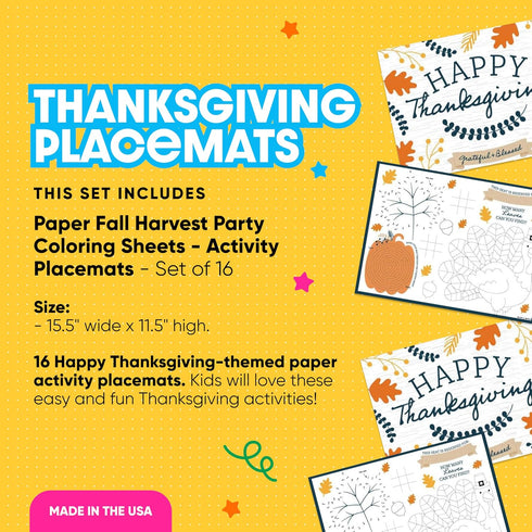 Set 16 (Pack 2) Big Dot of Happiness Happy Thanksgiving Games, Paper Fall Harvest Party Coloring Sheets, Thanksgiving
