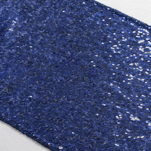 ShiDianYi Navy Blue Sequin Table Runner, 12''x72'', Sparkly Metallic Runner for Wedding, Bridal Shower, Dinner Party