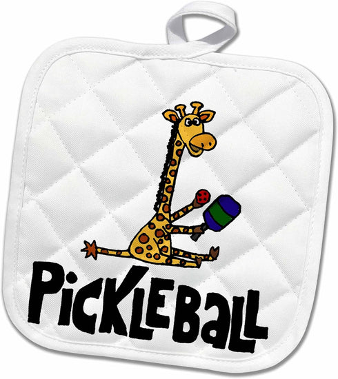 3D Rose Funny Giraffe Holding Pickleball Paddle Pot Holder, 8 x 8