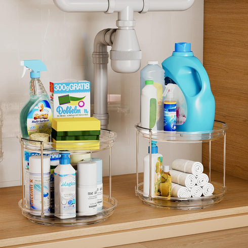 2 Pack 2 9.25 inch, Countertop, Tier Lazy Susan Turntable Organizer Rotating Spice Rack Organization for Cabinet