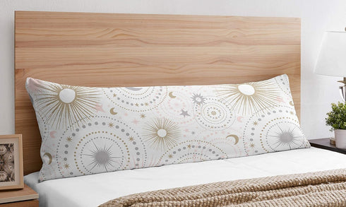 Sweet Jojo Designs Blush Pink, Gold, Grey and White Star and Moon Body Pillow Case Cover (Pillow Not Included)