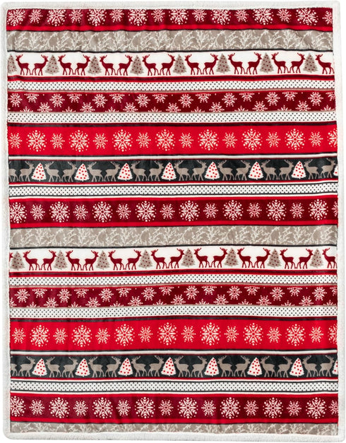 PAVILIA Premium Christmas Sherpa Throw Blanket - Christmas Decoration Reindeers, Fleece, Plush, Warm, Cozy Reversible