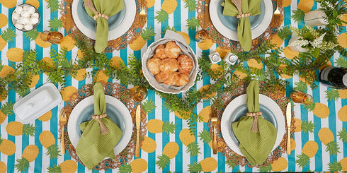 DII Flannel Backed Outdoor Vinyl Collection, Machine Washable Tablecloth, 60 x 120, Pineapple