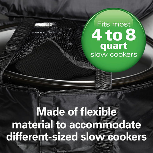 Hamilton Beach Portable Slow Cooker Travel Bag, Insulated Carrier Case for 4-8 Quart Crock, Black (33002)