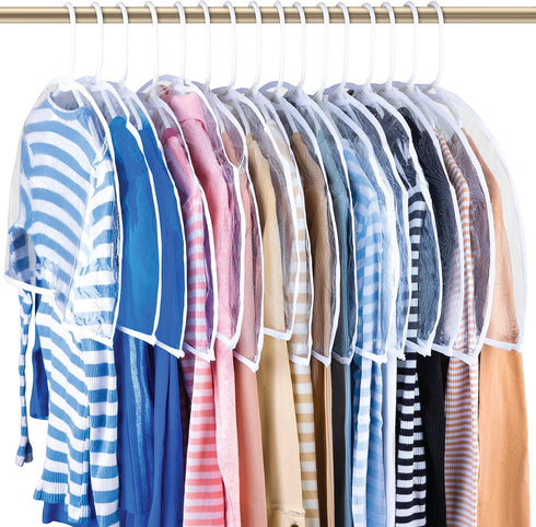 Handy Laundry Clear Vinyl Shoulder Covers, Set of 16 Garment Protectors for Suits, Dresses, and Blouses