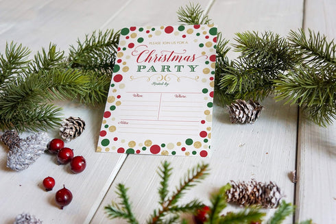 Christmas Party Invitation - Your Main Event Prints - Holiday Party Invitations - 20 Fill-In Invitations and Envelopes