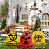 CNhoqc 6Pcs Halloween Lawn Trash Bags - Zombie Warning Reusable Waste Bags with Twist Ties, Fallen Leaf Grass Clipping