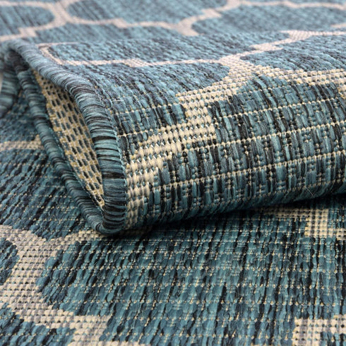 Unique Loom Trellis Collection Area Rug (Teal/ Gray, 3' 3" Round) for Outdoor Spaces