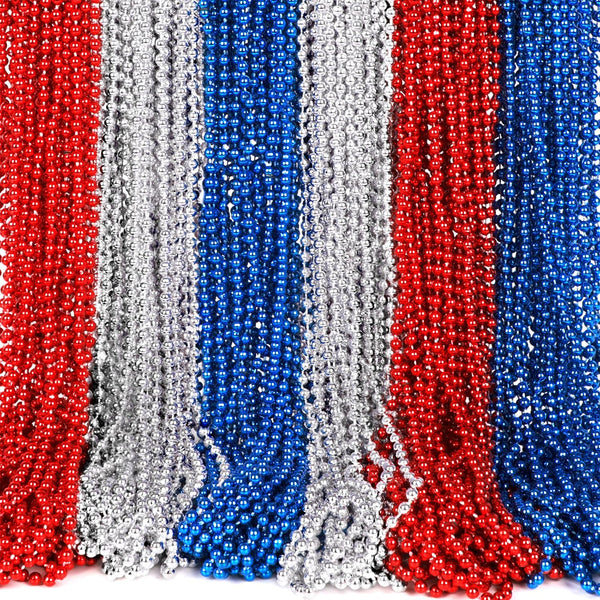 Moon Boat 4th of July Accessories Necklaces: Blue White and Red Beads