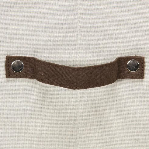Household Essentials 534 Dinnerware Storage Box, Lid and Handles, Chest for Salad Plates, Natural Canvas with Brown Trim