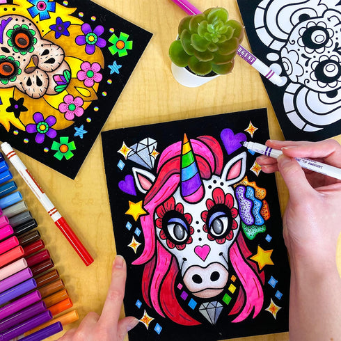 Stuff2Color Super Pack of 18 Fuzzy Velvet Coloring Posters (Animal Smiles) - Arts & Crafts for Kids and Group Activities