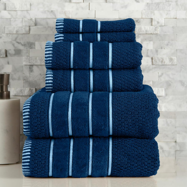 Combed Cotton Towel Set- Rice Weave 100% Combed Cotton 6 Piece Set