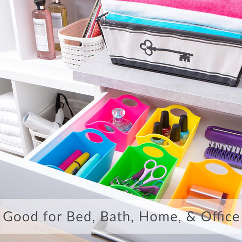Simplify Neon Mini Storage Containers, 5 Pack Bins for Office Organization, Good for Toys, Hair Accessories