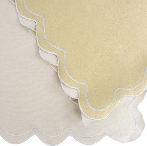 15 36 Inch, yuboo Small Scalloped Table Runner x Vintage Short Champagne Coffee Table Cover, Dresser Scarf for Bedroom