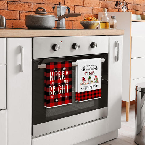 18 27 Inch Set 6 Christmas Kitchen Towels Dish Towels x Buffalo Plaid Kitchen Decor Winter Holiday Tea Towels Hand