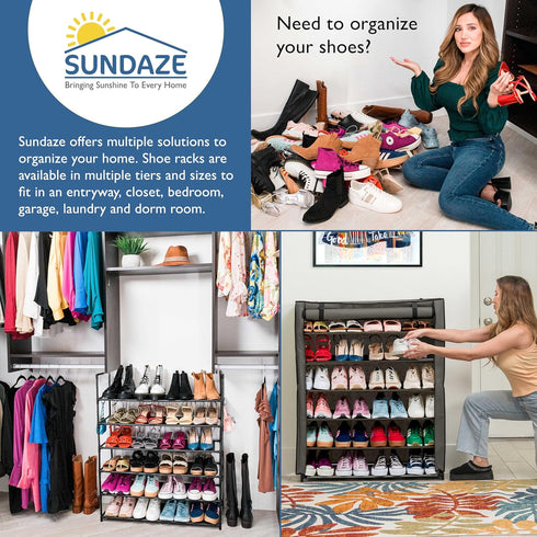 6 Closet, 30 Sundaze Shoe Rack with Cover - Tier Shoe Rack for Front Door Entrance, Sturdy Tall Shoe Organizer