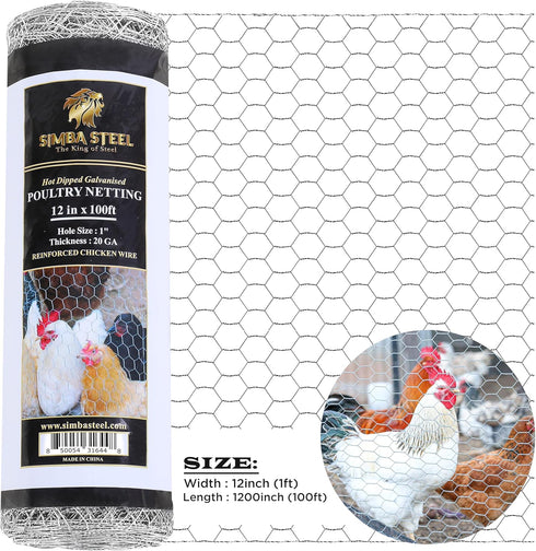 Chicken Wire 12 in x 100 FT x 1 Mesh x 20GA