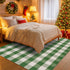 28 43 Inches Christmas Green & White Plaid Rug - x Outdoor Front Door Decor Mat Cotton Washable Hand-Woven Rug