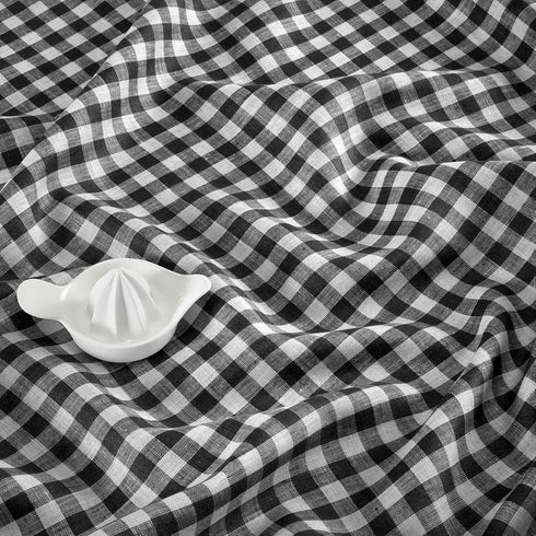 36 Inches 100% 14 36 Inch Summer, Solino Home Linen Gingham Check Table Runner - Pure Linen Black Checkered Table