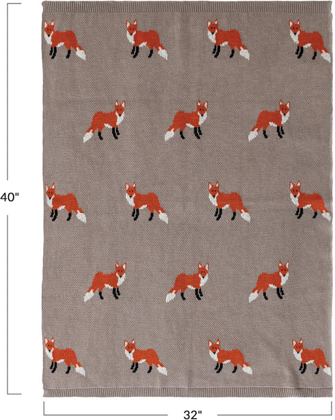 Cozy Multicolor Fox Print Baby Blanket - Cotton Knit for Infants