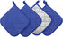 Cotton Pot Holders, Machine Washable Heat Resistant Everyday Kitchen Basic Terry Pot Holder Set of 4 (Dark Blue)