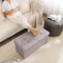 CUYOCA Storage Ottoman Bench, Foldable Seat Footrest with 75L Storage Space, Grey Linen Fabric