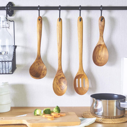 FAAY 13.5" Teak Wooden Cooking Spoon, Mixing Spoon Handcrafted from Teak | Healthy High Moist Resistance