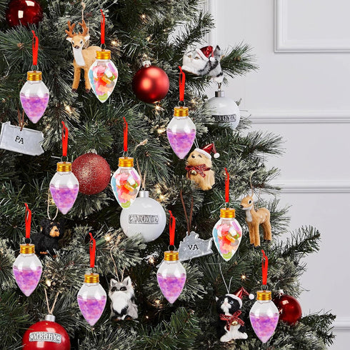 FOIMAS 12 Pack Booze Bulb Booze Christmas Balls,Fillable Light Ball Tree Hanging Ornaments Clear Plastic Pendant Ball