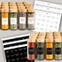 24PK Set 4oz, 374 SAVVY & SORTED Glass Spice Jars with Label, Round Bamboo Jar Spices Spice Labels, Pepper Grinder