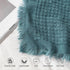 lifein Fall Throw Blanket for Couch, Soft Boho Knitted Teal Waffle Throw, Lightweight Blanket for Autumn Home Decor