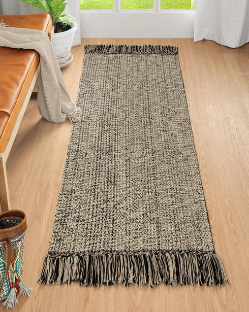 Collive Kitchen Runner Rug, 2x4.3 Hand-Woven Reversible Washable Rug for Entryway, Cotton Boho Decor
