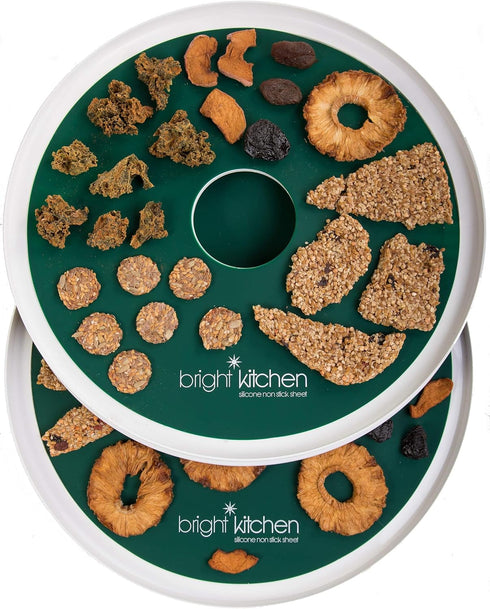 2 Silicone Dehydrator Sheets NON-Toxic for Nesco Round Dehydrators, Reusable Flexible Non Stick - 2 FLAT Sheets