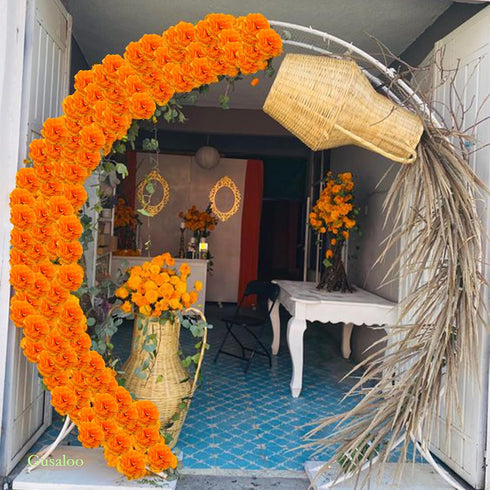 Marigold Flower Heads 50Pcs, Mexican Artificial Flowers for Day of The Dead Diwali Home DIY Garland Craft Decoration