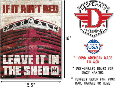 Poster Discount Farmall Tin Sign, If It Ain't Red, 16" X 12.5"