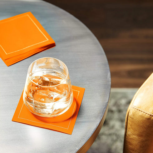 Five Star Luxury Cotton Cloth Cocktail Napkins, Disposable Bar Napkins, 4.5" x 4.5", 50 Count, Persimmon