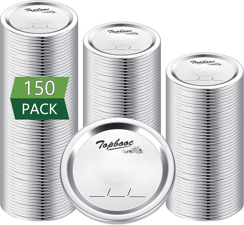 Canning Lids for Ball, Kerr Jars, Split-Type Metal Mason Jar Lids, 150 Pcs Regular Mouth, Airtight Food Grade Material