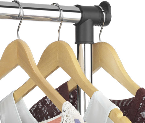 Whitmor Adjustable Rolling Garment Rack, Black and Chrome, 18.5" D x 33" W x 66" H