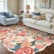 PureCozy Washable Floral Area Rug 5x7 Beige Living Room Carpet Scalloped Flower